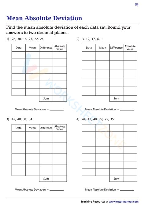 Mean Absolute Deviation Worksheet