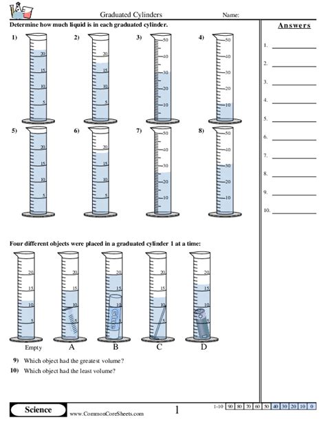 Measurement Graduated Cylinder Worksheet - worksheet