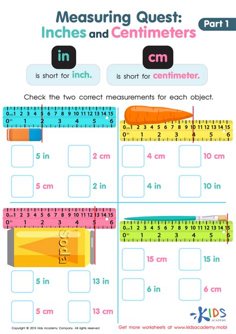 Measuring In Inches And Centimeters Worksheets