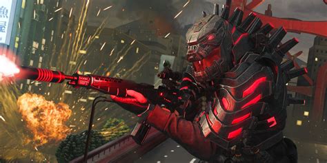 Unleash the Cybernetic Monstrosity of Destruction with the Majestic Mecha Godzilla Warzone Skin!