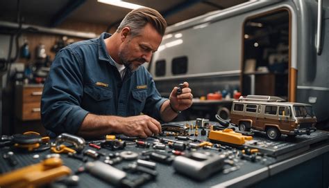 Mechanic inspecting RV