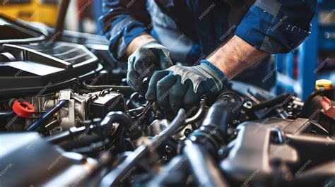 Mechanic inspecting motor mounts