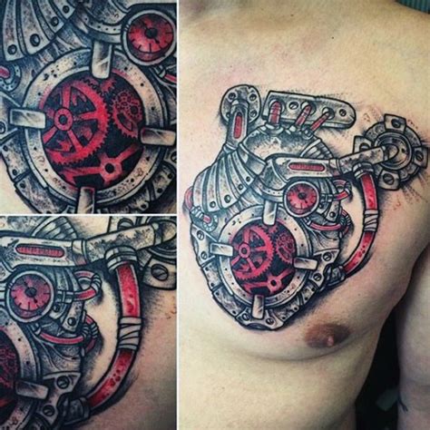 mechanical heart with compass tattoo Heart tattoo