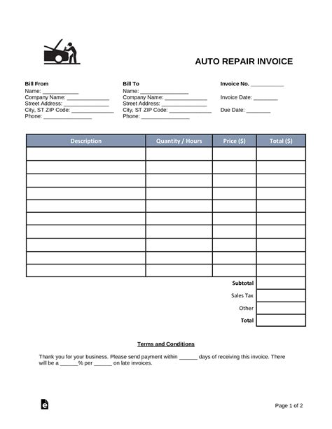 Mechanics Invoice Template: Streamline Your Billing Process