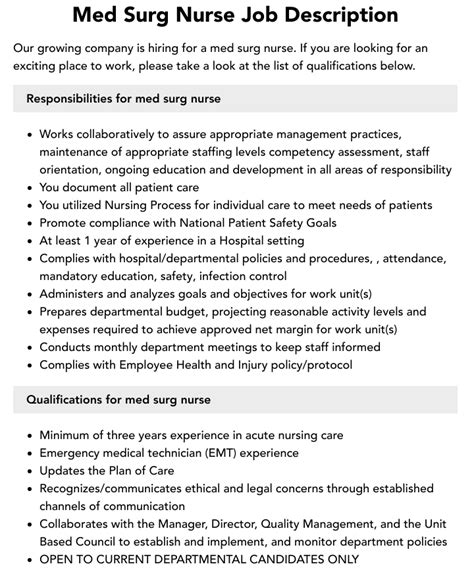 Med-Surg Nursing: Job Requirements & Insights