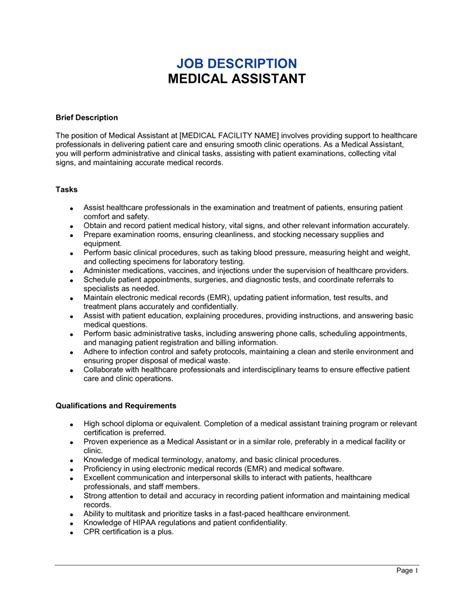 Unlock Your Career Potential as a Healthcare Hero: Crafting the Perfect Medical Assistant Job Description Resume