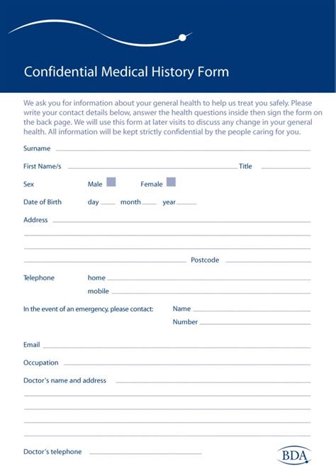 Medical History Form Samples Learn More About a Patients