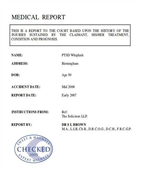 Medical Legal Report Template