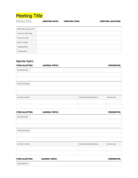 Meeting Note Taking Template