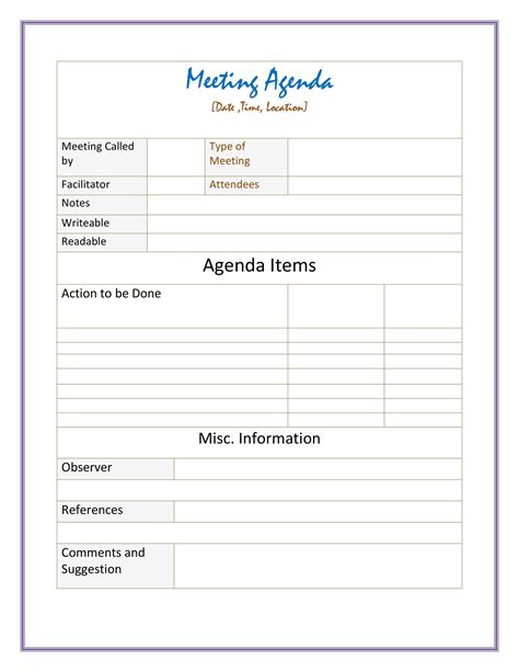 Meeting Agenda Notes Template