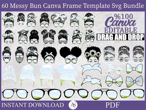 Download Mega Messy Bun Sublimation Bundle Easy Edite