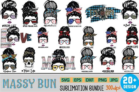 Download Mega Messy Bun Sublimation Bundle Files DXF Files