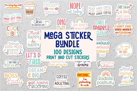 Download Mega Printable Stickers Bundle Sticker for Cricut
