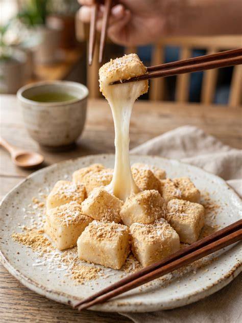 切り餅と牛乳をレンジで加熱して混ぜ合わせた滑らかな生地