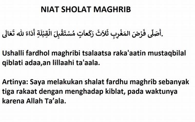 Membaca Niat Sholat Maghrib