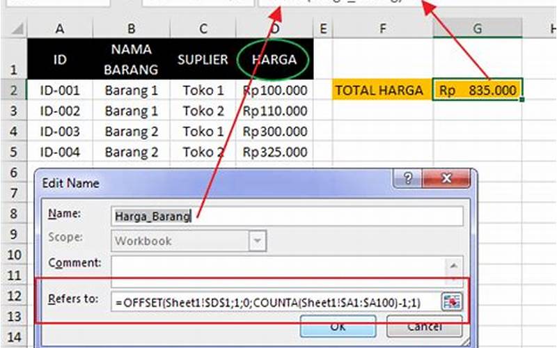 Memberikan Nama Range Pada Excel