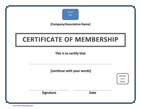 Membership Certificate Template Free