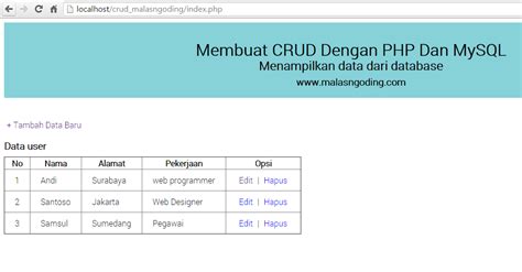Tutorial Membuat CRUD PHP dengan MySQL