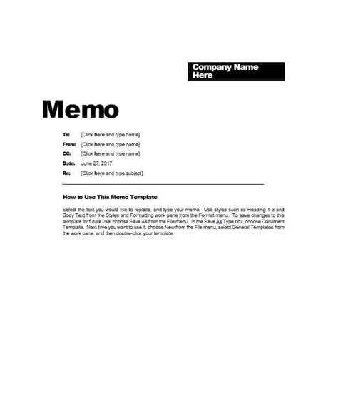 √ Free Printable Business Memo Format Templateral