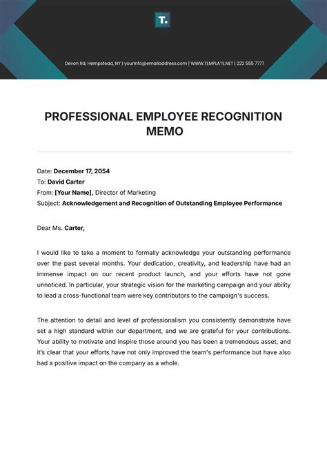 49 Printable Employee Recognition Letters (100 FREE) ᐅ TemplateLab