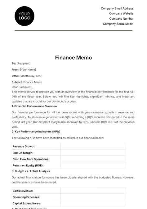 Financial Business Memo Templates at