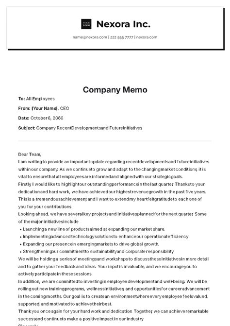 FREE 9+ Company Memo Templates in MS Word Google Docs Format