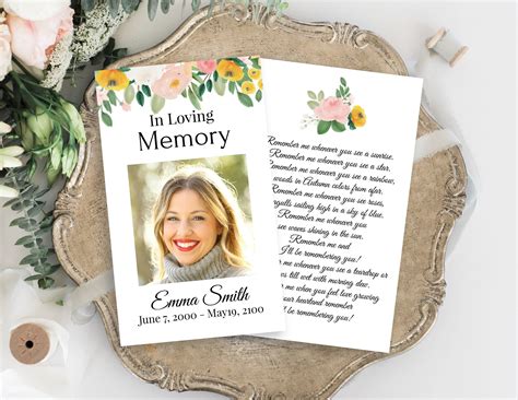 Memorial Prayer Card Template