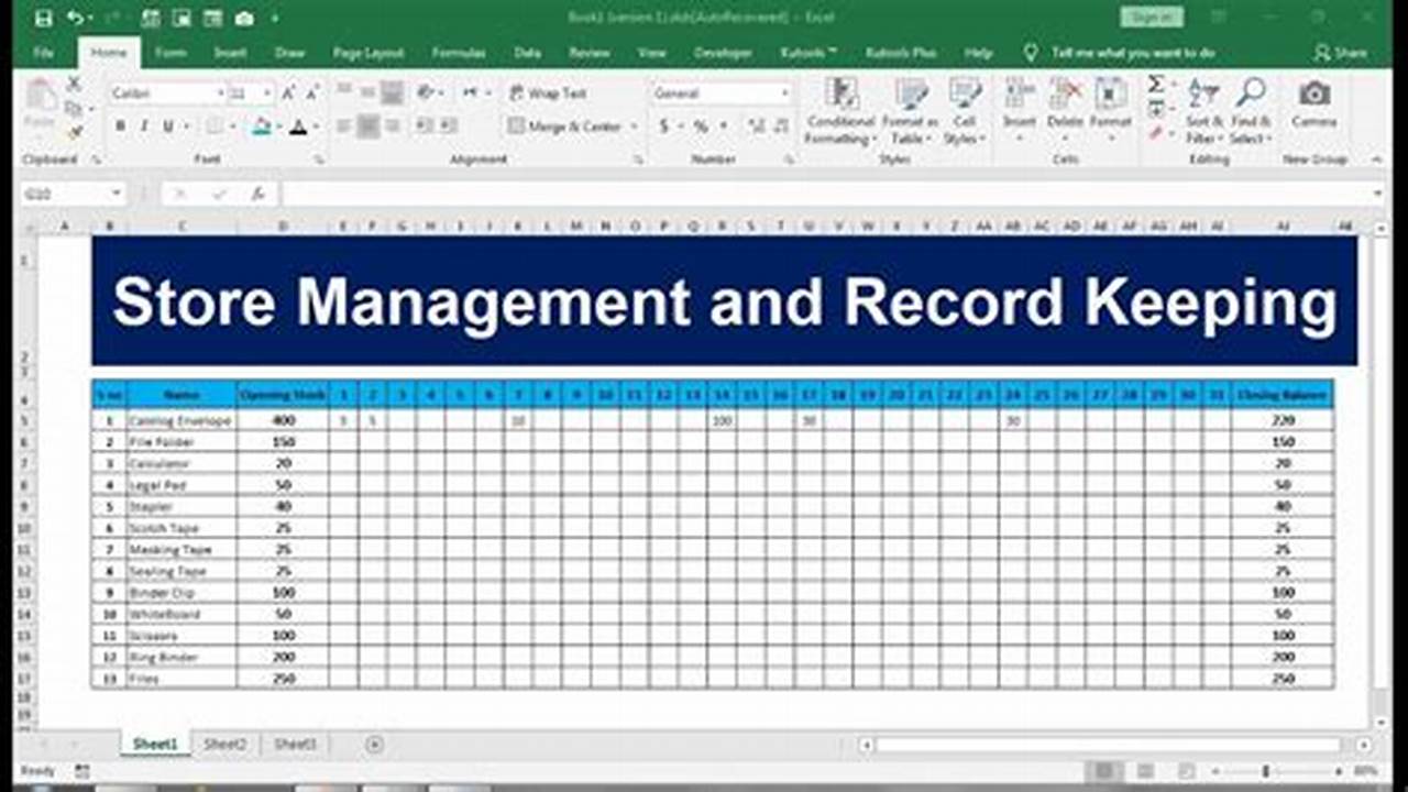 Memory-keeping, Excel Templates