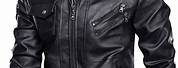 Men's Black Leather Hoodie Jacket