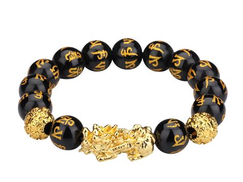 Men Lucky Chinese Bead Shape Obsidian Pi Xiu Bracelet - Wear Your Luck on Your Hands