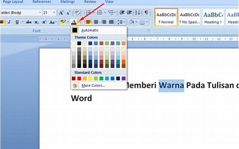 Mengatur Warna Dan Font Di Microsoft Word