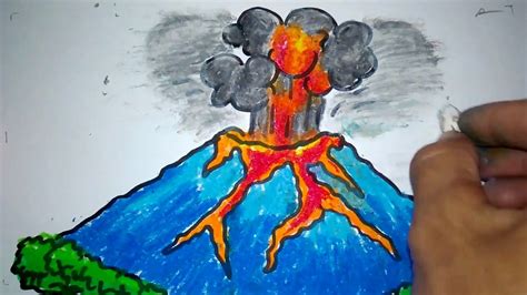 Menggambar Gunung Meletus