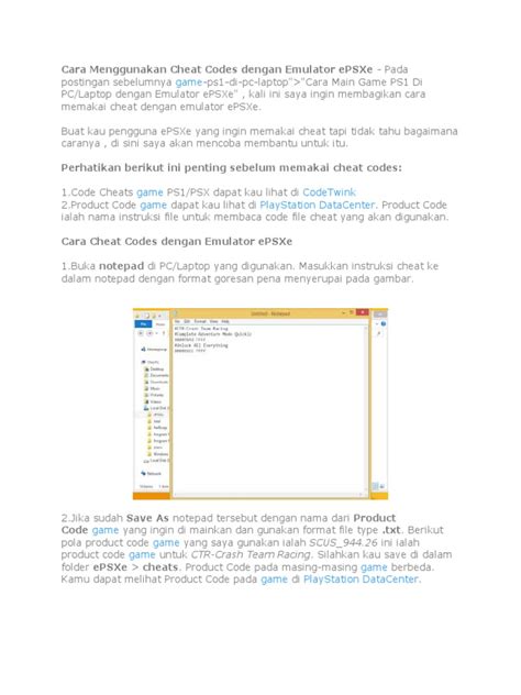 Menggunakan Cheat Codes