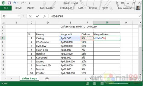 Menghitung harga barang dengan Excel RoundUp