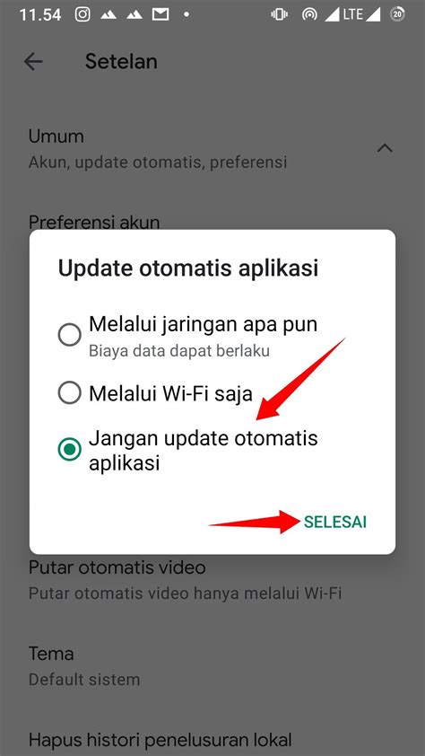 Menonaktifkan Aplikasi