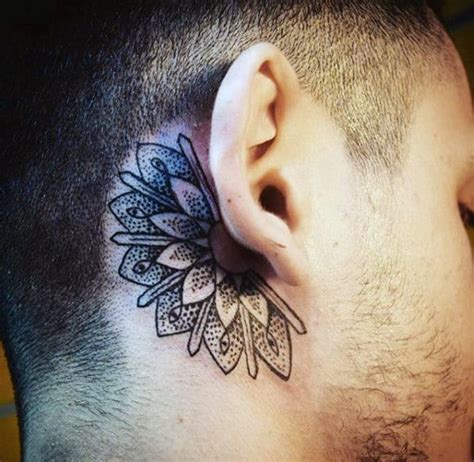 Mens Behind Ear Tattoos