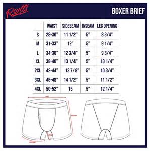 Mens Boxer Brief Size Chart