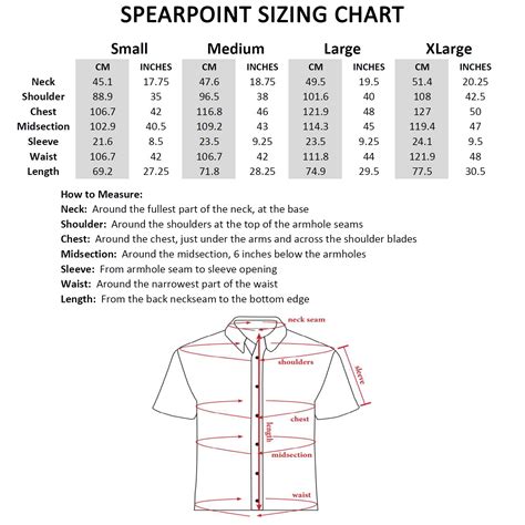 Mens Button Up Shirt Size Chart