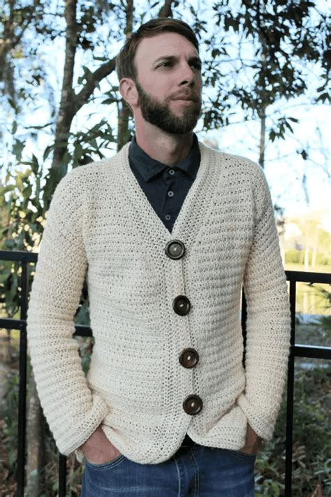 Mens Crochet Cardigan