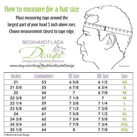 Mens Hat Sizing Chart