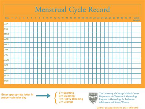 Menstrual Calendar Printable