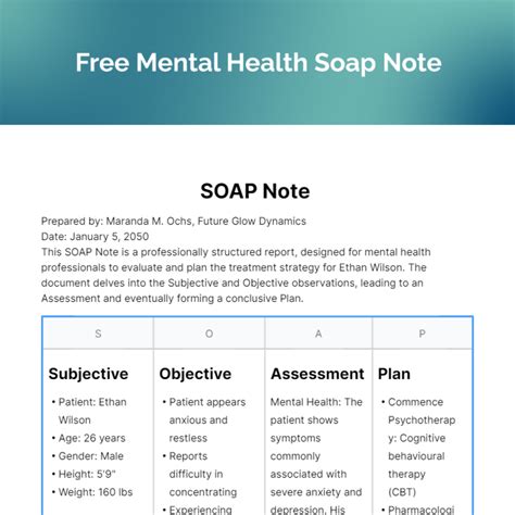 Mental Health Soap Notes Template