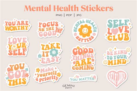 Download Mental Health Stickers | 11 Stickers Files DXF Files