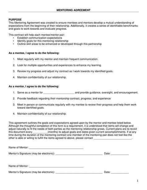 Mentoring Contract Template