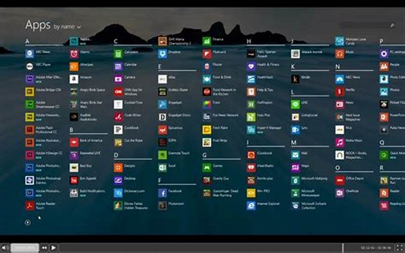 Menu All Apps Windows 8.1