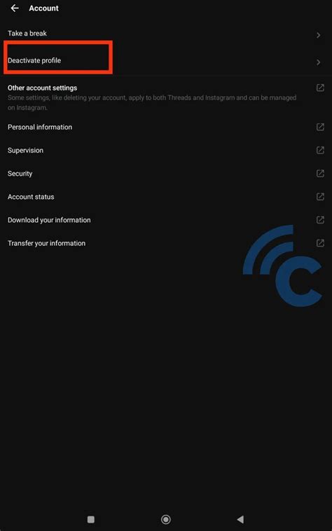 Menu Akun di Threads