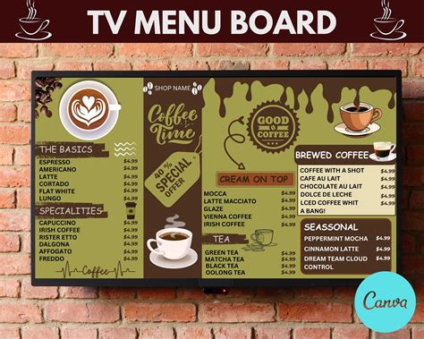 Menu Board Design Templates Lovely Cafe Menu Board Design Template In