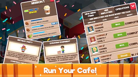 Menu Customization Game Cafe Tycoon Mod Apk