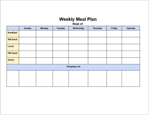 005 Free Meal Planner Template Word Ideas Weekly Plan With Menu