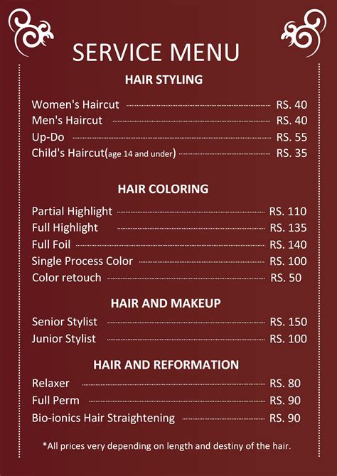 Menu Salon Rambut
